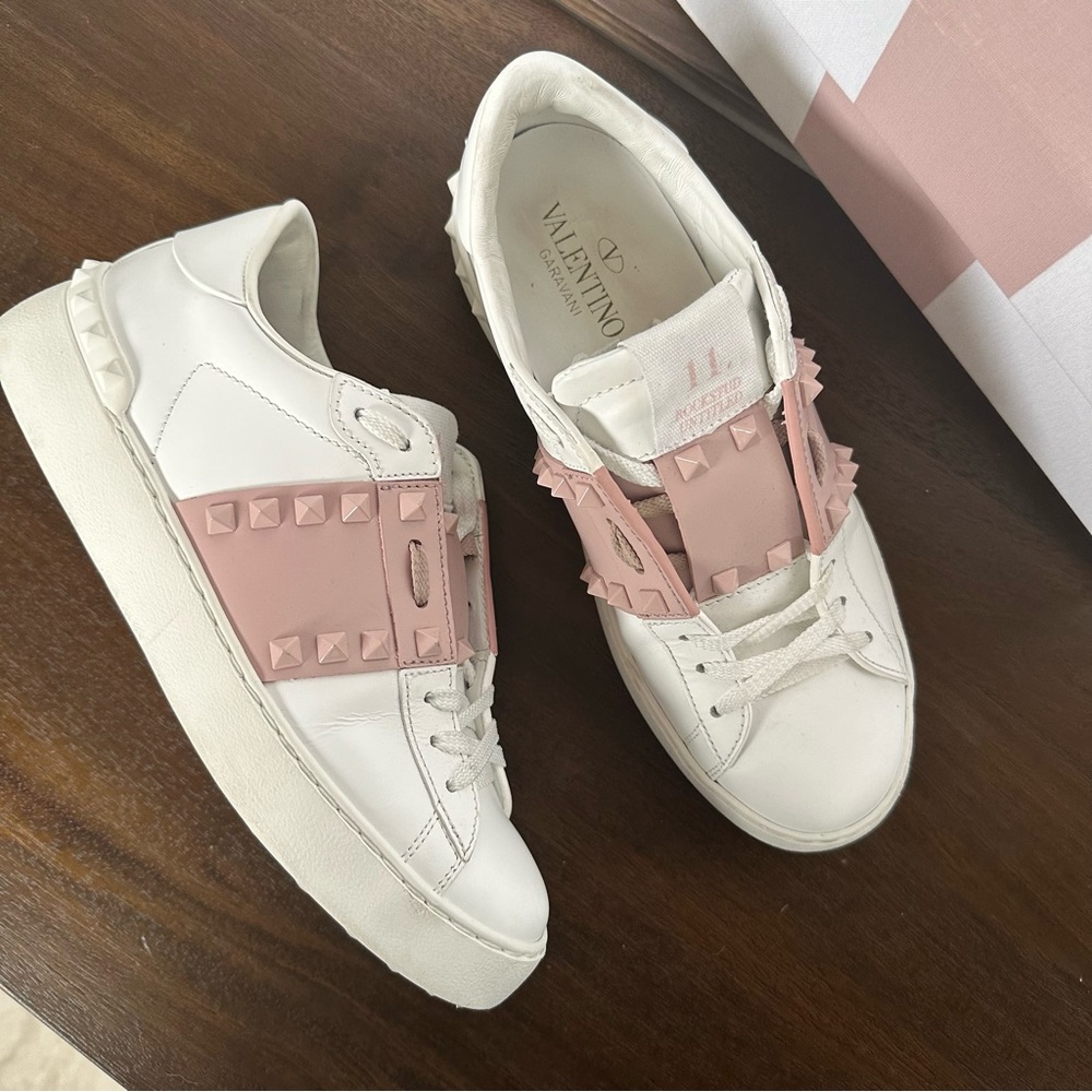 Valentino Garavani Rockstud Open Leather Sneakers - Gently used